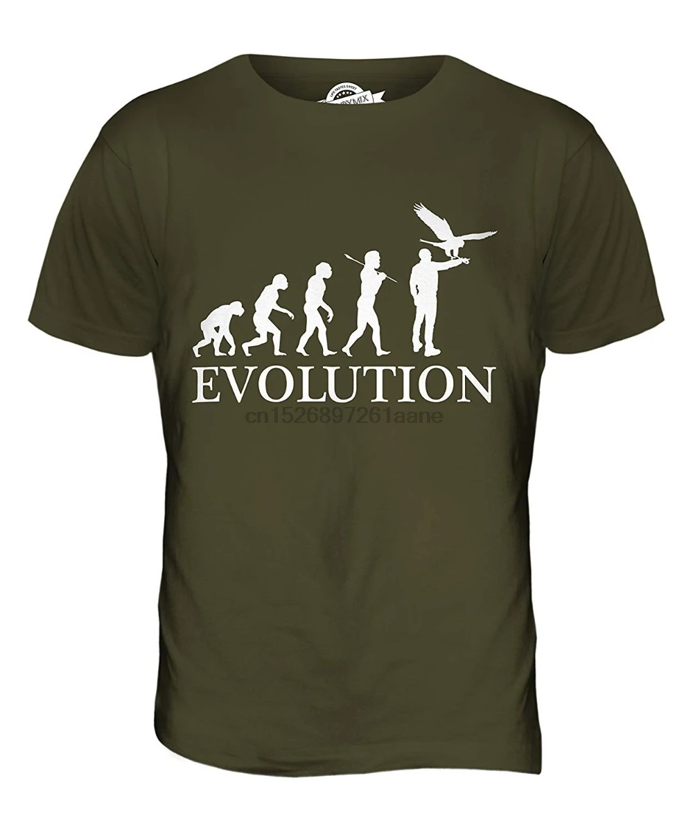 

Falconry Evolution Of Man - Mens T Shirt Top Newest 2019 Fashion Sleeves Cotton T-Shirt Fashion Custom Tees