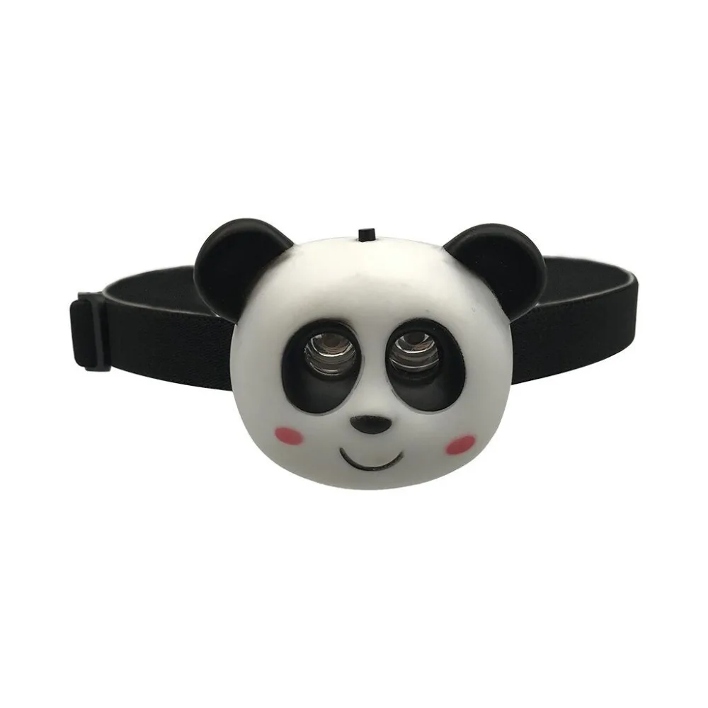 Cartoon panda headlight kid cartoon animal flash LED lighting USB charging waterproof headlights night safety riding lights 35A6 (1)