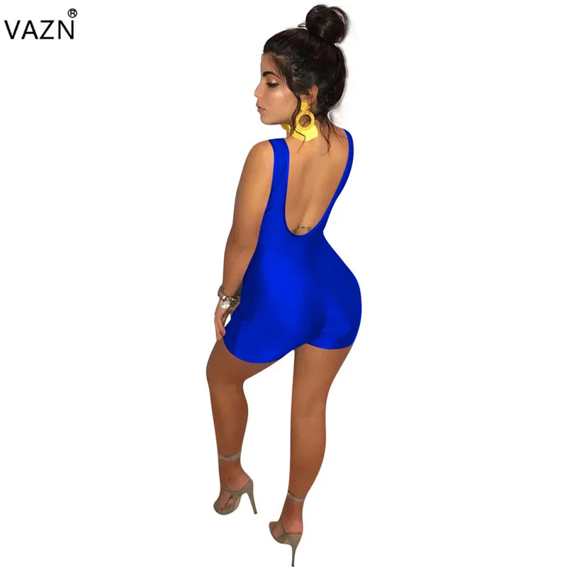 VAZN Весна Горячая Мода Женские однотонные 4 цвета Bodycon Костюмы Леди o-образным вырезом без рукавов пикатные с открытой спиной обтягивающие костюмы QM3671