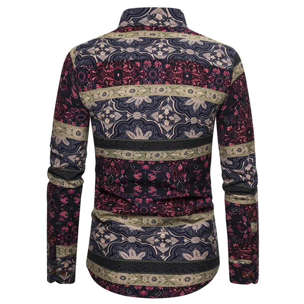 Jaycosin стильный Hauts pour Новая модная мужская рубашка из чистого хлопка с красочным принтом, свободная рубашка с отложным воротником и длинными рукавами, Прямая поставка