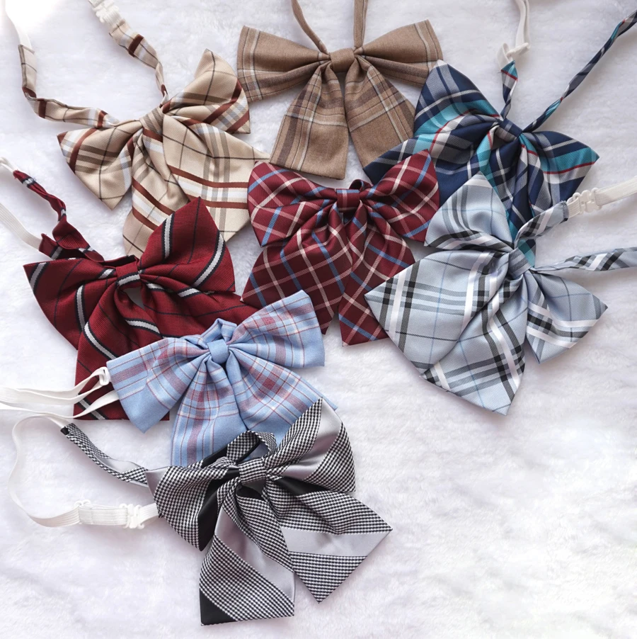

Students Japanese Women's Retro Plaid Bow Tie British Cosplay Lolita School Girls JK Uniform Sailor suit Cute Bowknot Necktie