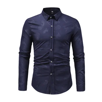 

CYXZFTROFL Fashion Casual Shirt Men Long Sleeve Slim Fit Men's Casual Button-Down Shirt Formal Dress Shirts Men Clothes Camisa