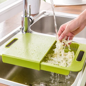 

Multifunction 3 In 1 Chopping Board Detachable Folding Silicone Drain Basket Sink Vegetable Meat Cutting Board Kitchen Tools