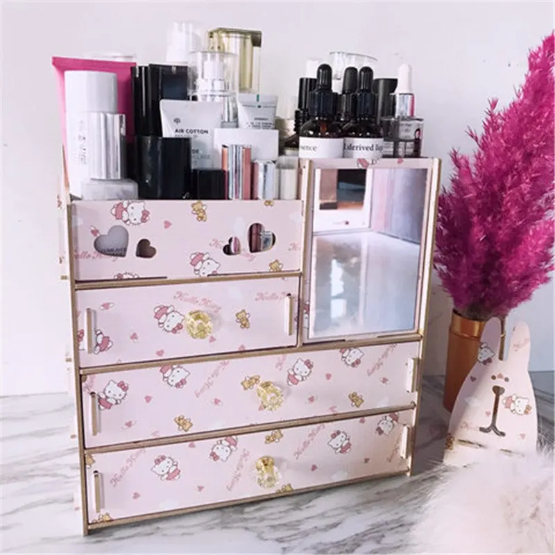 DIY деревянная коробка для хранения Loozykit ювелирные украшения для макияжа контейнер деревянный ящик Органайзер ручной работы органайзер для косметики коробка - Цвет: G