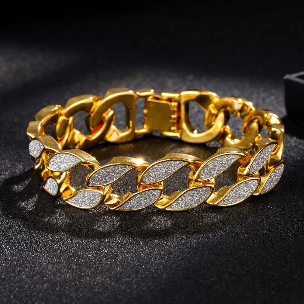 Нержавеющая сталь рок браслет хип-хоп цепь ссылка сплав Iced Out золото серебро