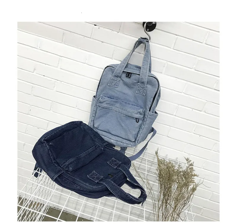 Женская сумка на плечо, Корейская версия джинсового рюкзака для колледжа, простая Студенческая сумка