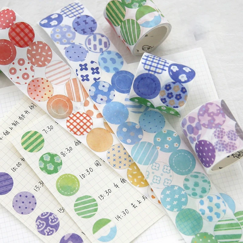 Mini Colored Round Sticker Kawaii Dots Washi Tape DIY Scrapbooking Paper Office School Stationery Supply | Канцтовары для офиса и