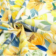 Полуярд импорт простая хлопковая ткань с желтым цветочным принтом ручной работы DIY одежды платье детский материал хлопок T762