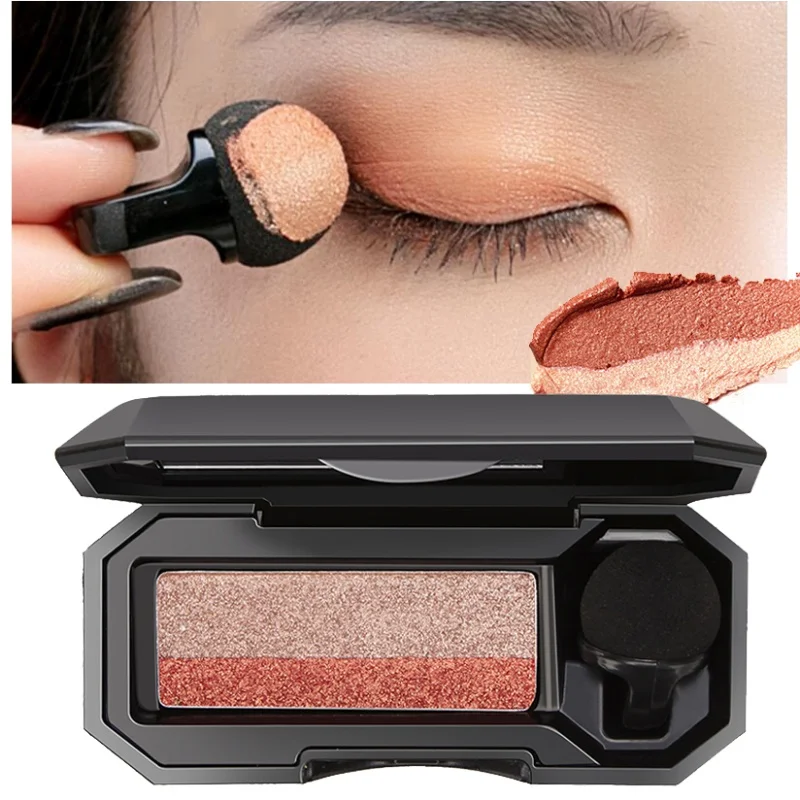 Double Colors Shimmer Eyeshadow Palette With Makeup Brushe Metallic Diamond Waterproof Mineral Eye Shadow |