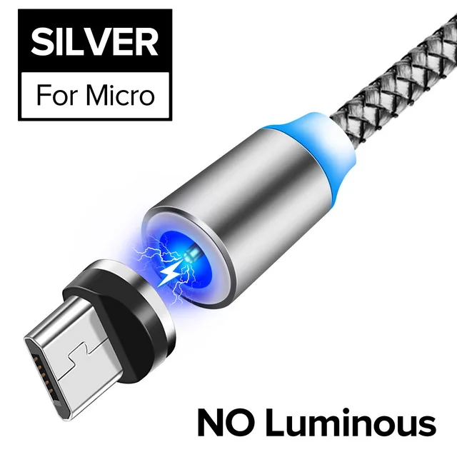 For Micro Silver INIU световой поток магнитного освещения USB кабель для iPhone XR X 7 8 микро Тип C зарядное устройство Быстрая зарядка магнит зарядка USB-C тип-c - Цвет: For Micro Silver