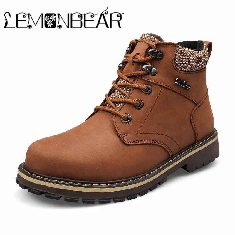

Autumn Winter Men Boots Genuine Leather Ankle Boot Men's Snow Shoe Work Plus Size 37-50 Waterproof Military Boots Desert boots