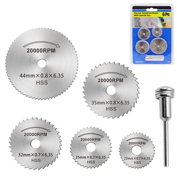 

6pcs/Set Mini Saw Blade Circular Cutting Disc Power Tools Portable HSS Accessories Wood Metal Cutting Blade For Dremel