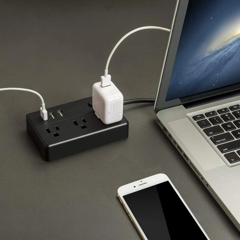 USB сетевой фильтр 3 штепсельная Вилка для сети с переменным током стандарта США