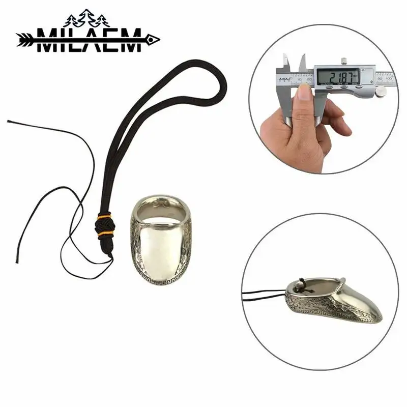 

Archery 5 Size Thumb Finger-Handmade Traditional Mongolia Finger Protector Silver Finger Guard Safety Ring for Hunting Shooting