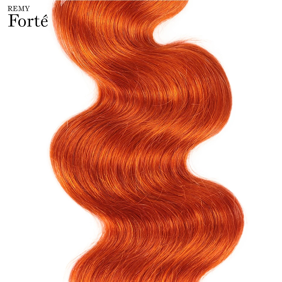 Волнистые волосы Remy Forte, пряди с закрытием, цветные оранжевые пряди с фронтальной частью, бразильские волнистые пряди, 3/4 пряди