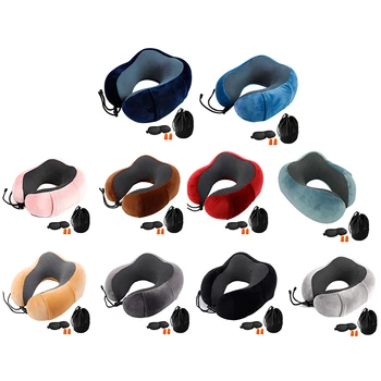 

2020 Memory Foam Neck Pillow Travel Pillow with Detachable Cover Head Support Soft Pillow for Airplane Car Home Sleep Rest 1pcs