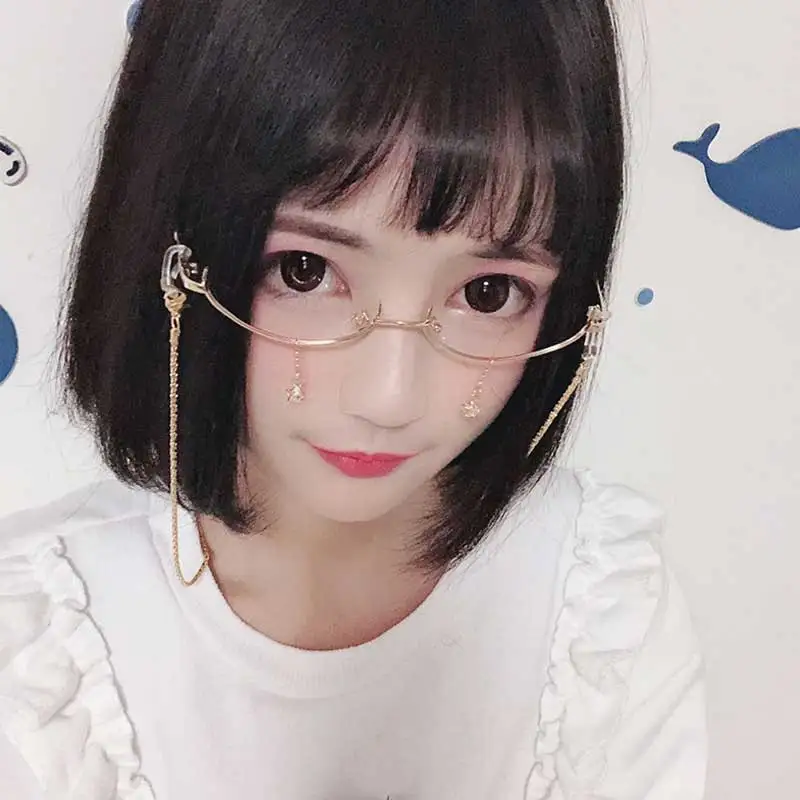 Zyomy сплав TikTok очки женские очки Подвесные Украшения Половина рамки Lensless без цепи брендовый дизайнер капли воды бескаркасные