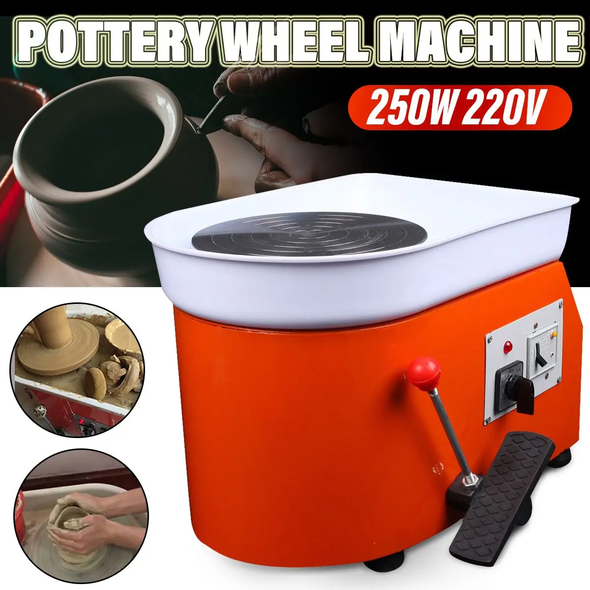 AU Plug 220V 250W Electric Pottery Wheel DIY Ceramic Machine Foot Pedal Clay Pottery Forming Ceramic Works Art Work Mould Tool