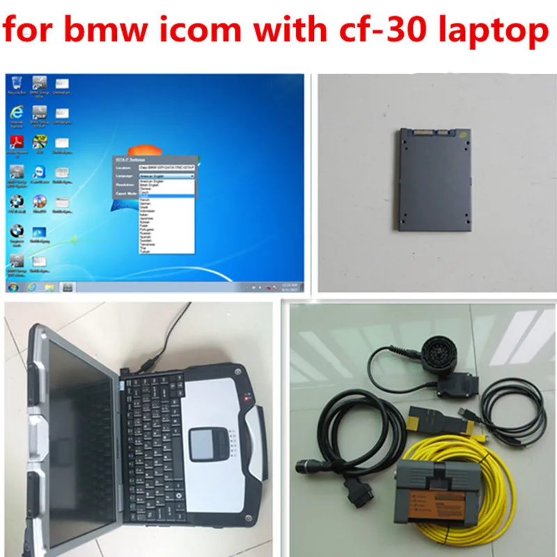  2019 für bmw icom a2 mit CF-30 4g laptop 480gb SSD software ista experten modus diagnose werkzeug f