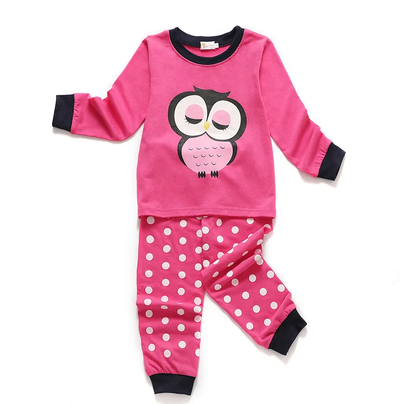 

Cross Border Autumn And Winter New Style Childrenswear Owl Printed Cute Korean-style Girls Tracksuit Cotton Long Sleeve Two-Piec