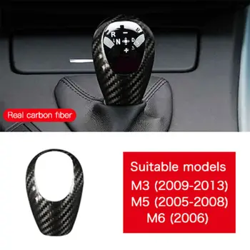 

1pc Car Gear Shift Knob Cover Carbon Fiber Sticker Non Fading For BMW M3 M5 M6