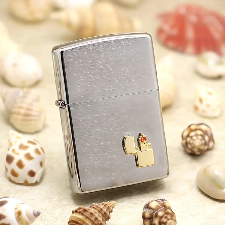

Genuine Zippo oil lighter copper windproof Wire drawing cigarette Kerosene lighters Gift With anti-counterfeiting code 29102