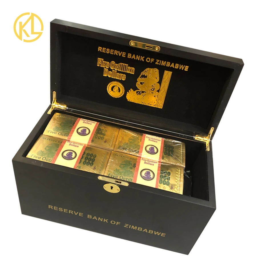 Octillion1200pcs box 1-5 коробок,, пять восьмиугольных долларов, банкноты, золото 24 K, банкноты с сертификатами в деревянной коробке - Цвет: Octillion1200pcs box