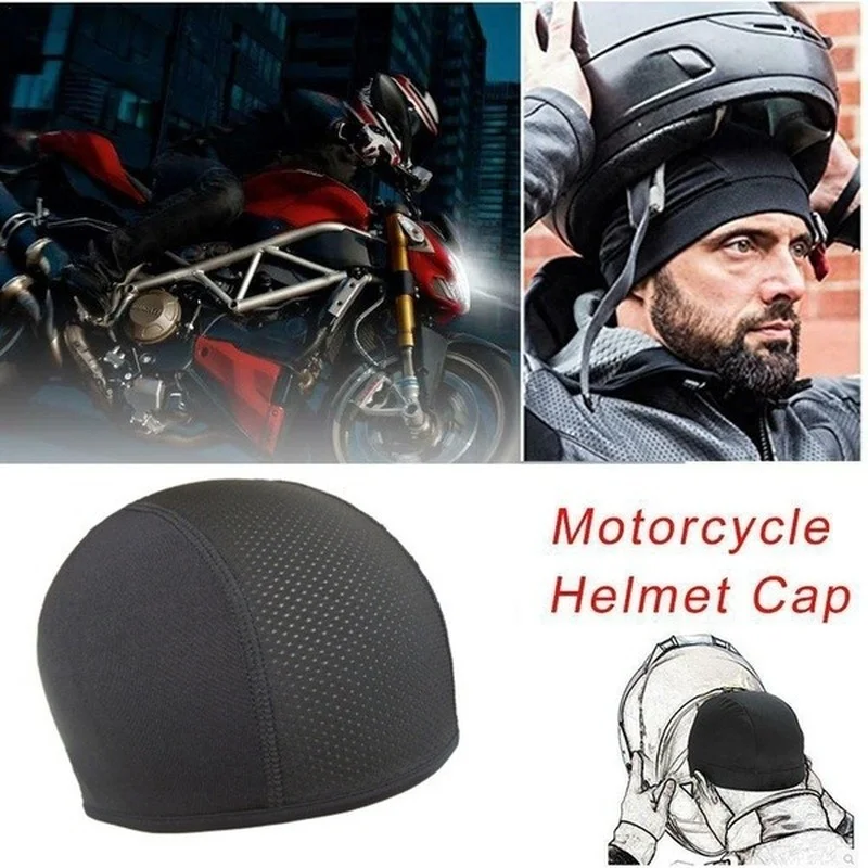 Quick Dry Cycling Caps Black Sports Running Motorcycle Helmet Inner Liner Beanie Caps Moisture Wicking Cooling Outdoor Sport Hat