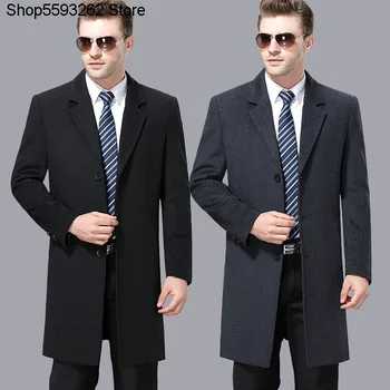 

Cashmere Coat Male 2020 Medium Length Suit Collar Dad Pack Middle-aged And Elderly Wool Woolen Cloth Coat