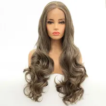 Смешанные Светлые Коричневые натуральные волнистые волосы, завязанные вручную, синтетические парики на кружеве, высокотемпературные волокна, пробор для белой спины, женские парики