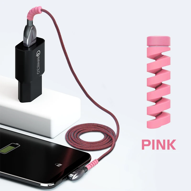 FONKEN 4 шт./лот USB кабель протектор намотки витой зарядный кабель защитный чехол пружинный шпагат кабель для наушников крышка рукав экономии
