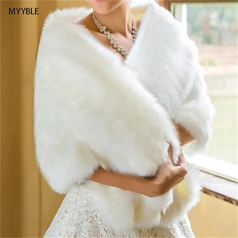 MYYBLE Venta caliente barato elegante abrigo de piel abrigo de boda chal chaqueta de novia accesorios abrigo de boda