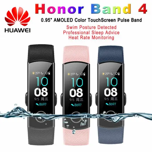 

Original new Huawei Honor Band 4 Smart Wristband Amoled Color 0.95" Touchscreen Swim Posture Detect Heart Rate Sleep Snap