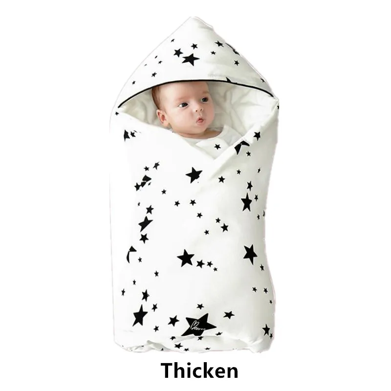 Thicken Теплое детское одеяло мягкий детский спальный мешок для ног хлопок с капюшоном конверт для новорожденных пеленания обертывание коляска аксессуары спальные мешки - Цвет: Thicken