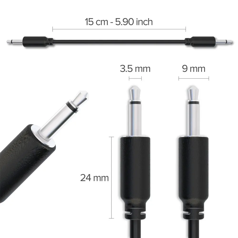 Rechtwinkliger Mono Modular Kabel TS 3,5mm 1/8 inch Patch Eurorack 6 & 10 Pack Rechtwinkliger Mono Modular Kabel TS 3,5mm 1/8 inch Patch Eurorack 6 & 10 Pack