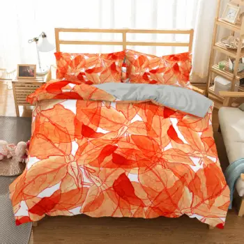 

ZEIMON Fall Leaves Bedding Set Microfiber Duvet Cover Set 3D Printed Plant Bedclothes Home Textiles 2/3pcs Queen Size