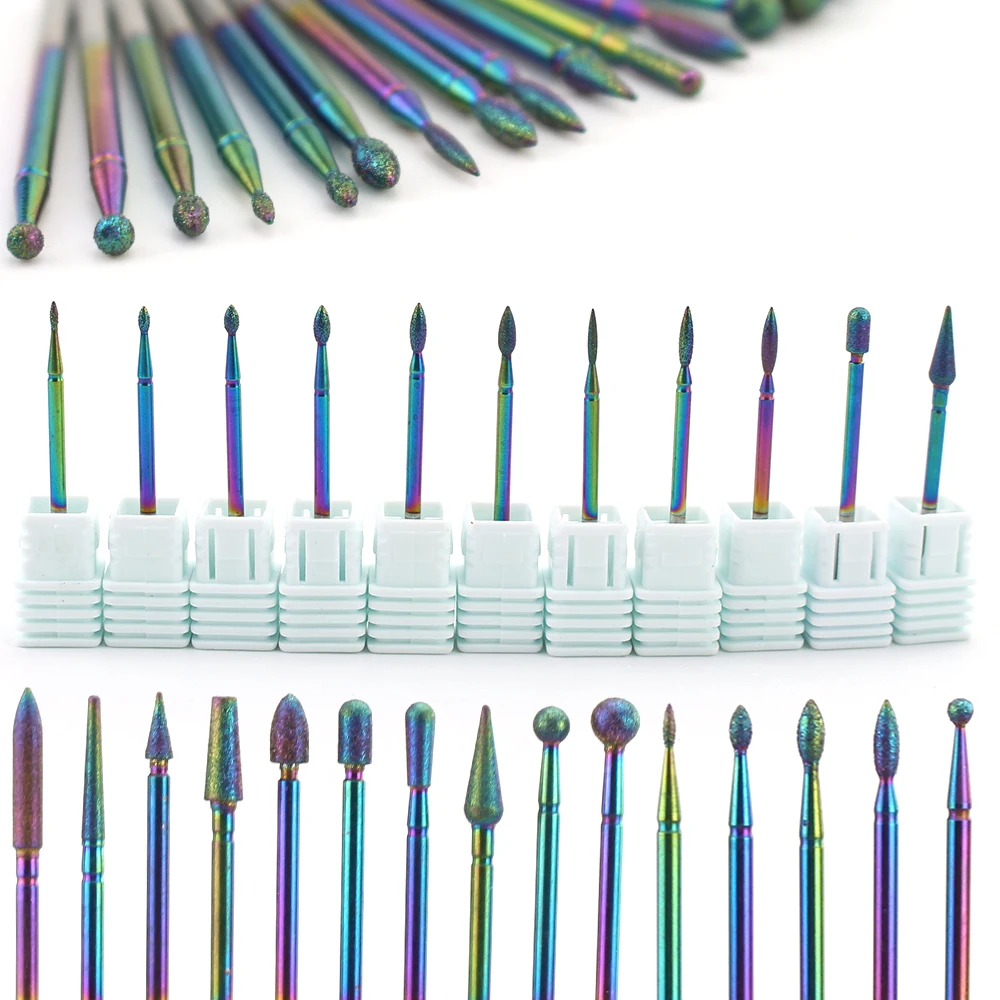 Diamond Burr Nail Drill Bits Rainbow Coating Carbide Cuticle Milling Cutter Electric Grinder for Manicure Pedicure | Красота и