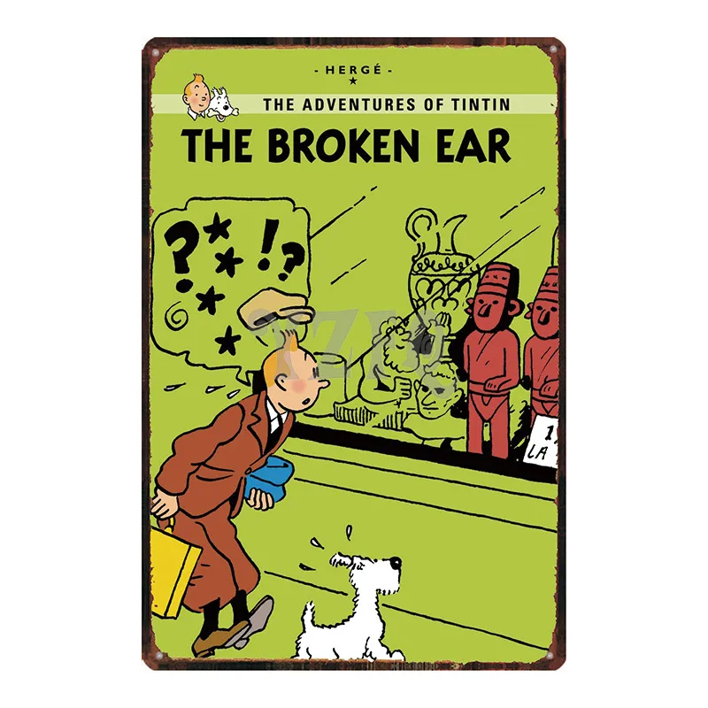 Tintin мультфильм металлическая жестяная вывеска потертый шик стены Детская комната кофе магазин домашнего искусства ремесло Тики Бар Декор 30X20 см DU2993