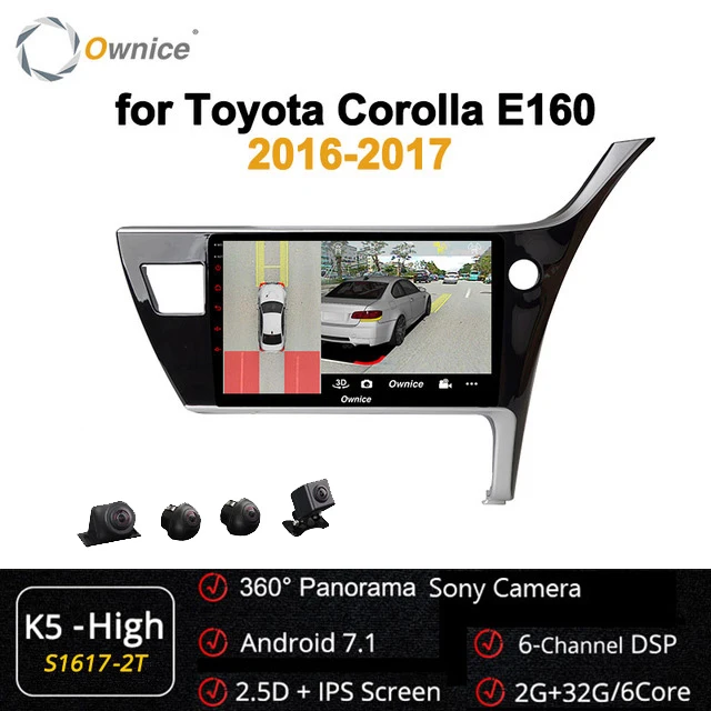 K5-High Ownice 10," 360 панорама DSP Android 9,0 Восьмиядерный автомобильный dvd-плеер DVR OBD 4G LTE SPDIF gps Navi для Toyota Corolla - Цвет: K5-High