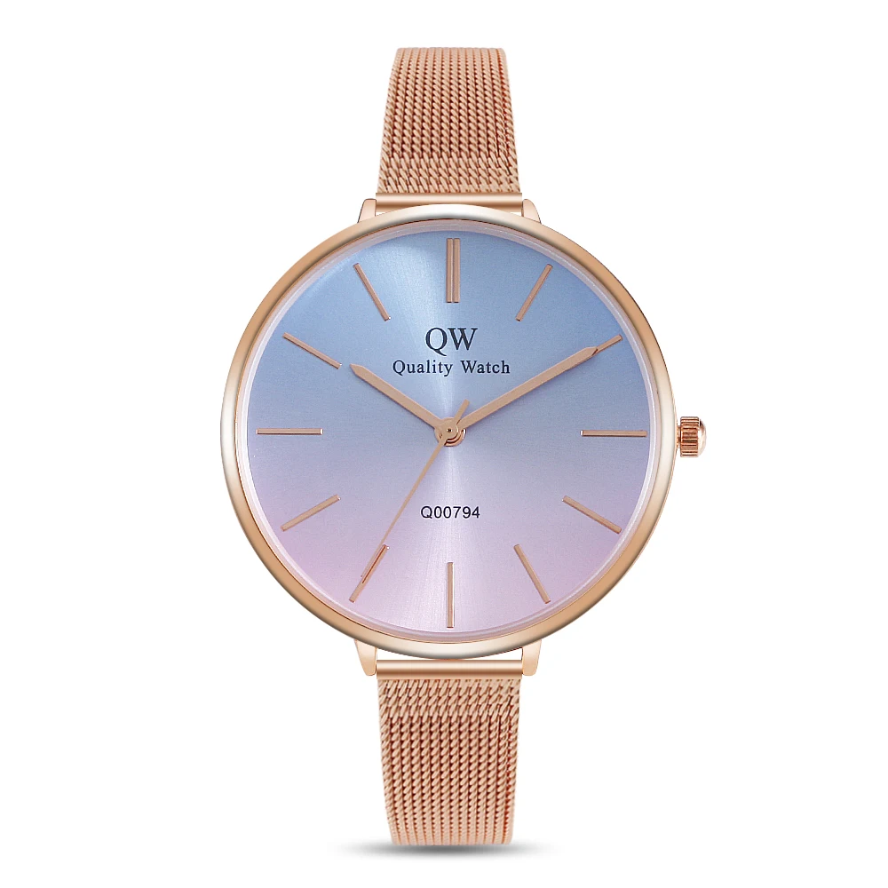 QW спортивные дешевые брендовые женские кварцевые часы из сплава с логотипом на заказ женские минималистичные красочные часы