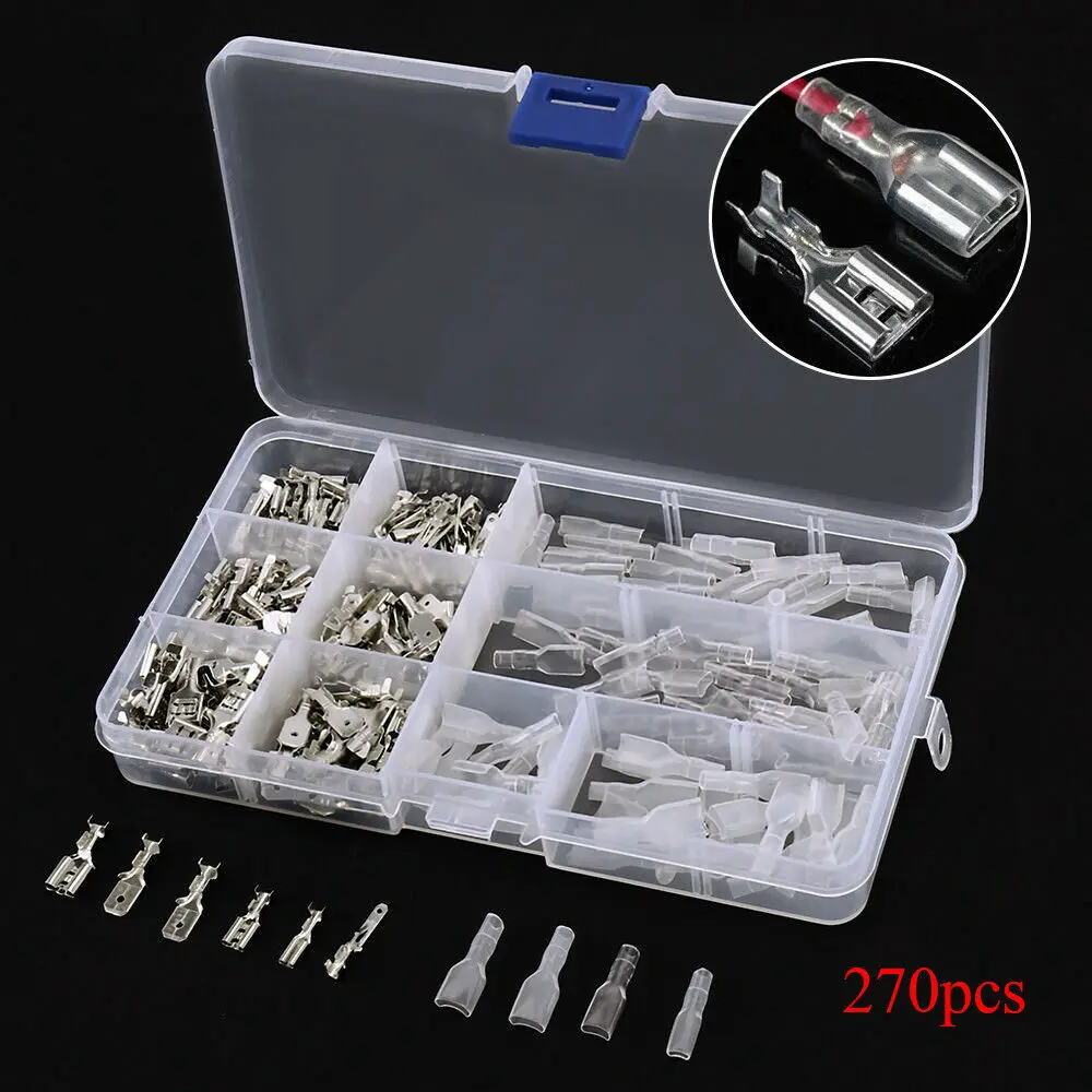 

270Pcs Crimp Terminals Insulated Seal Electrical Wire Connectors Assortment Kit~
