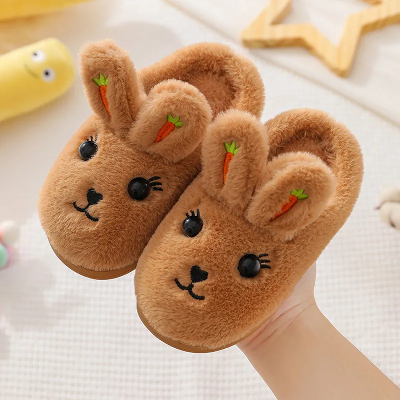 Children Cotton Slippers Boys and Girls Winter Cute Kids Indoor Shoes Non-slip Baby Warm Cotton Slippers Carrots Rabbit Cute best children's shoes Children's Shoes