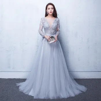 

QWEEK Long Dresses For Women Autumn Plus Size Lace Formal Prom Party Dresses for Women Formal Prom Party Dress Sexy
