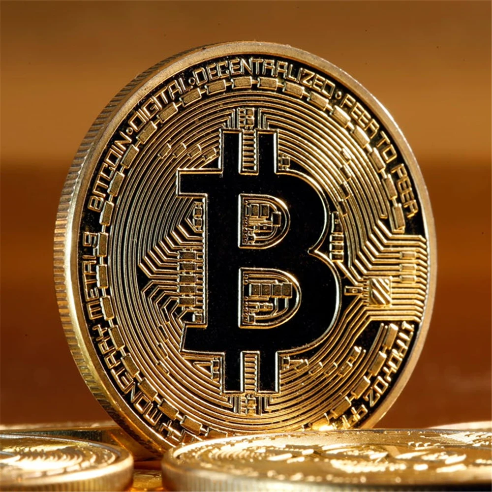 Gold Plated Physical Bitcoins Bitcoin BTC with Case Gift Physical Metal Antique