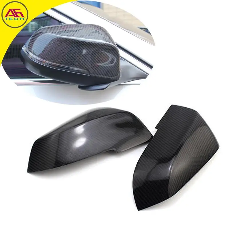 Carbon fiber sticking rearview mirrors caps side wing mirror covers for