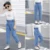 Весна Лето Девушки Высокая Талия Джинсы Синий Slim Fit Джинсовый Материал Для Девочек Брюки Брюки подростковая одежда для девочек 12 лет