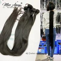 MISSANNA 34 36 38 40 cheveux raides paquets os droit cheveux humains brésilien coudre-en cheveux armure faisceaux Extensions de cheveux naturels 1