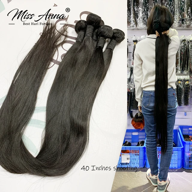 Missanna 32 34 36 38 40Inch Straight Bundle Brazilian Soft Weave Bundles 1/3/4 Pcs Thick Natural Remy 100% Human Hair Extensions 1
