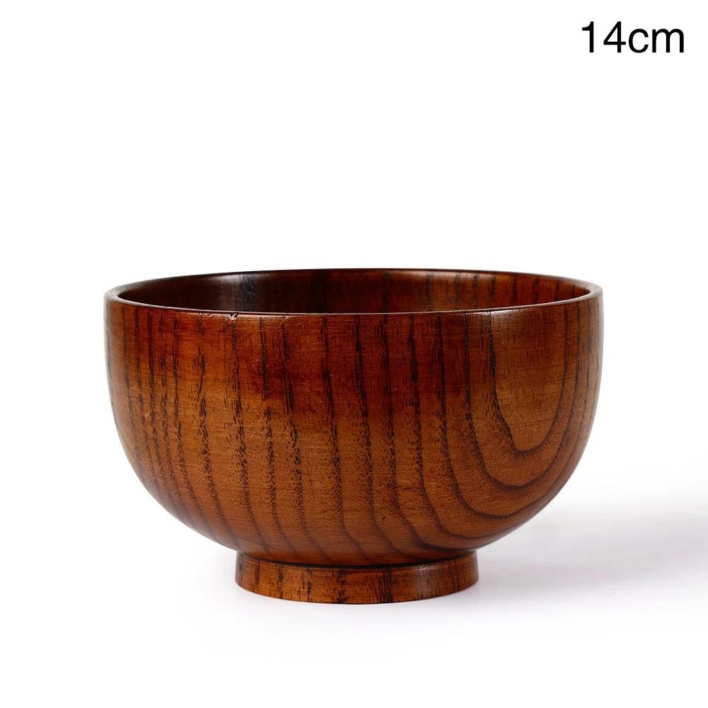 Dia 14cm Японский стиль, Деревянная миска, фруктовая салатная лапша, рис, миски из натурального дерева, посуда, миска - Цвет: Dia 14cm
