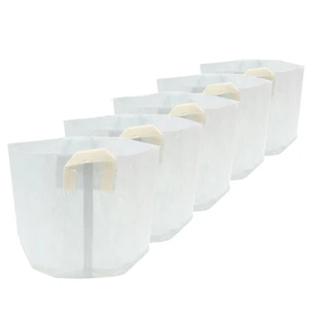 

5x Nonwovens Plant Grow Bags Smart Pots Container White, 15 Gallon